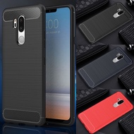 LG G7 G8 ThinQ G6 Q7 Q6 Plus Soft Shockproof TPU Case Carbon Fiber Texture Shock Absorption Protector Phone Cover Shell