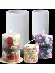 1入組圓柱蠟燭製作模具,矽膠蠟燭模具,適用於芳香療法蠟燭蠟(大)、樹脂、鑄造、蠟、肥皂、花卉樣品、diy黏土手工藝品