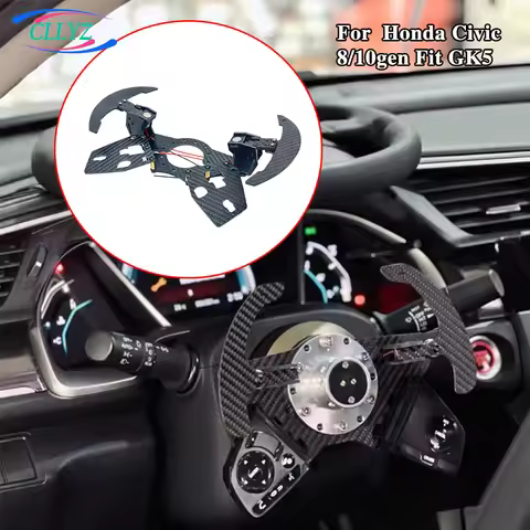 CLLYZ Refitted Steering Wheel Hub Fixed Button Carbon Fiber Bracket Paddle for Honda Civic 8/10 Gen 