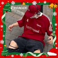 【READY STOCK】ProMan winnersquad t shirt Preppy Letter Pattern Contrast Binding T-Shirt for Women Hip