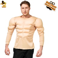 Adult Muscular Men's T-shirt Halloween Role-playing Fake Abs T-shirt Party Clothing