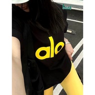 Alo Round Neck Casual Print T-Shirt - Lightweight Cotton for Women