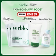 VERBLE Combo Glow Boost Serum Pitted Scar Verble + Acne Cleaner Anti-Acne As Day Clean + Daylight Ca