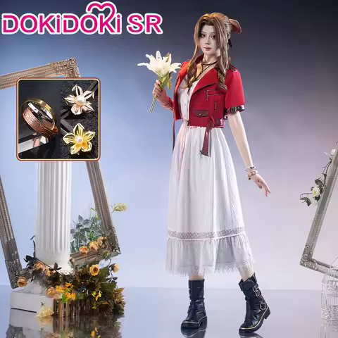 IN STOCK Aerith Cosplay Costume Game FF Cosplay【S-3XL】DokiDoki-SR Women White Dress Aerith Costume P