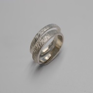 羽紋戒 - 開口戒可調節尺寸 純銀手工戒指  刻字情侶對戒