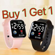 Hi-Kid（2 pcs Led Watch ）Electronic Wrist Watch LED Digital Smart Sport Watch Luminous Square Dial Kids Wristwatch For Children Birthday Gift