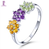 Bất Sterling Silver 925 Chính Hãng Nhẫn đá Peridot tự nhiên Citrine Nhẫn Đá Quý Nhẫn nữ Bạc Citrine