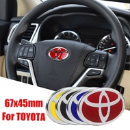 1 Piece 67x45mm For Toyota Logo Car Steering Wheel Emblem Sticker For Camry Corolla Yaris Vios Hilux