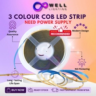 【3 Warna】Lampu Jalur LED COB 3 Color COB LED Strip Lights 5M 10M DC 24V Power Supply Flexible LED Ta