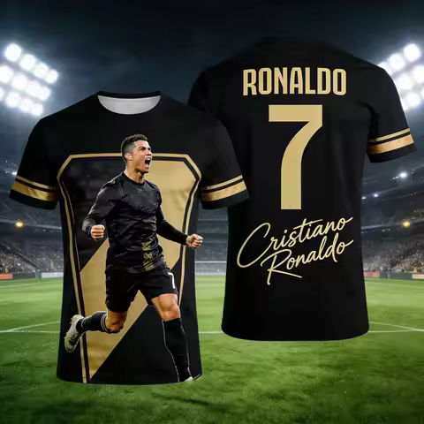 AI Special Edition Jersey # 7 Cristiano Ronaldo Black T-shirt Outdoor Fitness Training Sportswear Su