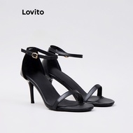 Lovito x Gladish Elegant Heels Plain Pointed Toe Soft Leather Summer High Heels for Women LFA50233