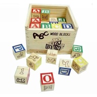 LOS 48pcs ABC and 123 wooden blocks