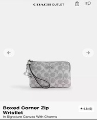 Coach Outlet Signature Canvas 拉鍊 散紙包 coins bag 手腕包