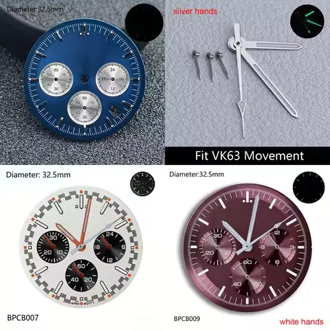32.5mm VK63 S Logo Dial Black White Blue Speed Master S Dial for VK63 Quartz Movement 310.30.42.50.0