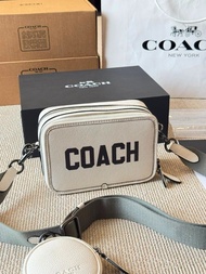 全新🌸 COACH Charter男款相機包 單肩斜挎包 白色