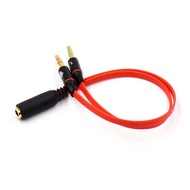 3.5mm Headphone Audio Y Splitter 1 Female To 2 Male Headset Mic Microphone Aux Audio Spliter Cable Cord Wire Adapter