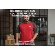 TSHIRT PLUS SIZE | SAIZ BESAR | MEN BIG SIZE | ROUND NECK RAGLAN | DARK GRAY & RED [3XL-9XL