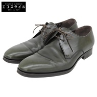 Salvatore Ferragamo LAVORAZIONE Leather Plain Toe Shoes for Men, Dark Green, Size 7EE (UG46698), Exc