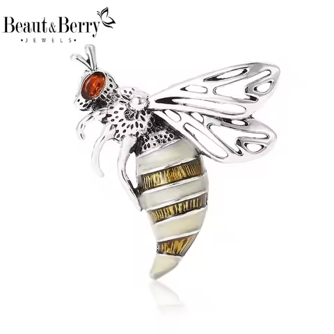 Beaut&Berry Enamel Bee Brooches for Women Insect Pins Friends Party Gifts Banquet Jewellery Accessor