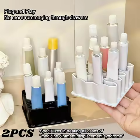2pcs 32 Slots Ointment Holder Desktop Pen Holder Multi-purpose Ointment Holder Silicone Cosmetics St