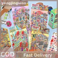 YANGWEN Plus Size Retro Esports Room Flip Cover Landscape Sticker DIY 3D Dopamine Color Cabin Miniat