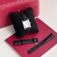 💜CARTIER 卡地亞 坦克系列 石英機芯 小號 女款 手錶 29.5mm*22mm 白色錶盤 精鋼錶殼 真皮錶帶