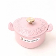 Le Creuset Heart shaped pan Lace embossed black enamel cast iron pan 20cm