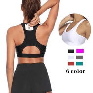 woman yoga bra back phone pocket shockproof quick-drying fitness sports bra