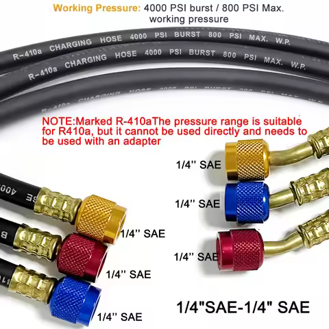 1.8/1m A/C Charging Hose Set for HVAC Air Condition Refrigerant R12 R22 R502 R134A R410 R404 R410a H