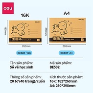 Vở Vẽ Học Sinh Tập Tô Màu Cho Bé A4 Deli - Sổ Tô Màu 60/ 100 Trang Sổ Vẽ Học Sinh Giấy Dày Mịn An To
