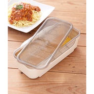 Japan 3COINS < Spaghetti Conditioning Box For Microwave Oven >|With Drain Cover ・ Scale Design|Quick