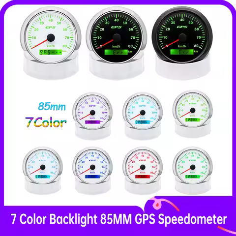 800 Km/h Boat Car Truck Speed Gauge Meter 85MM GPS Speedometer 7 Color Backlight With GPS Antenna fo