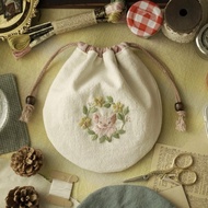 【DIY材料包】手工刺繡 \ 黃花小豬 \ 束口袋