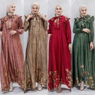 Uliya Dress Silk Premium Friendly Diyorr Kaftan Floral Print Latest Gamis Cheap Party Invitation Best Selling