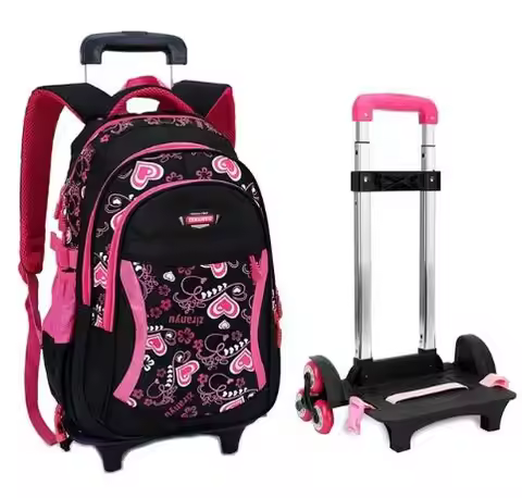 Kid's School Rolling Backpack Bag School Trolley Backpack For girls Roller backpack Wheels Trolley S