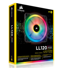 พัดลมคอมพิวเตอร์ CORSAIR LL120 RGB ขนาด 120 มม. แบบวงแหวนไฟ LED คู่ PWM แพ็คเดี่ยว พร้อมไฟ RGB ปรับไ