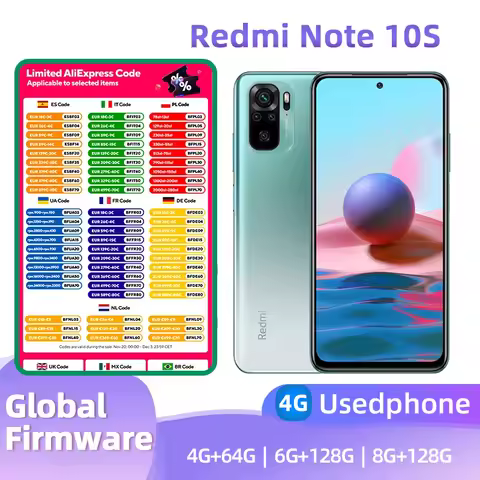 Redmi Note 10S 4g Android 6.43 inches RAM 6GB ROM 128GB MediaTek Helio G95 5000mAh Battery Used Phon