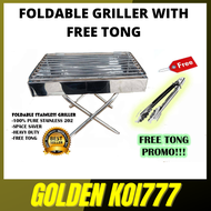 HEAVY DUTY PURE STAINLESS STEEL FOLDABLE GRILLER OR IHAWAN WITH MINI STAND WITH FREE TONG MADE FROM 