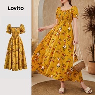 Casual Dress Smocked Good Texture Spring/summer Yellow Dress for Women L138ED209