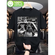 Humorous T-Shirt Featuring Gangster Cats - Meme Artwork with Stylish Glasses & Urban Fashion Design 