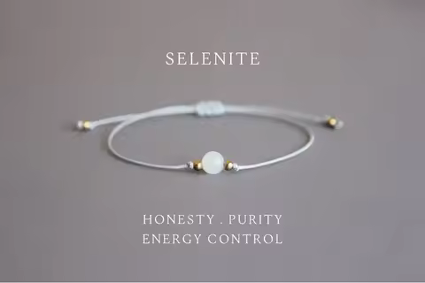 Selenite Crystal Friendship Line Gem Bracelet
