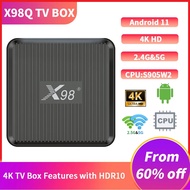 Kotak TV X98q Android 11.0 Amlogic S905w2 Quad Core 1g/8g 2g/16g Av1 2.4g/5g Wifi 4k Hdr Youtube Med