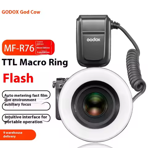 Godox MF-R76 RING76 5000K Macro LED Ring Light Speedlite Flash Light for Sony Canon Nikon Camera 5D 