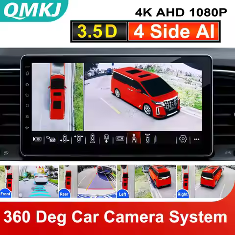 QMKJ AI 4 way 3.5D 360 Degree Bird View Car Camera System For Car 4K 1080P DVR Video Recorder AI Int