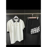 Excellent DSQ polo set with two-zip woven collar, size 30-78kg, hottrend cotton material, top youth 