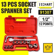 BESTIR 91307 13PCS 1/2" 12PT Socket spanner Set Chromium-Vanadium Steel Hand industry Tools