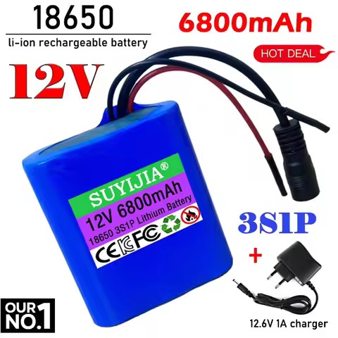 100% Original 3S1P 12V 6800mAh Battery Pack with Protective Plate12V 6.8Ah 18650 Lithium DC 12.6V Re