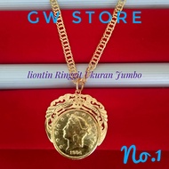 Kalung Set Liontin Ringgit Ukuran Jumbo Lapis Emas 24k Tempahan Tukang