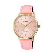 Casio LTP-VT01GL-4B Pink Leather Strap Round Analog Ladies' Dress Watch