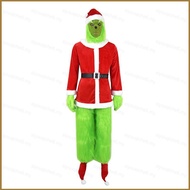 Adult Santa Grinch Cosplay Costume How the Grinch Stole Cosplay Hat Mask Top Pants Christmas Suit Ha